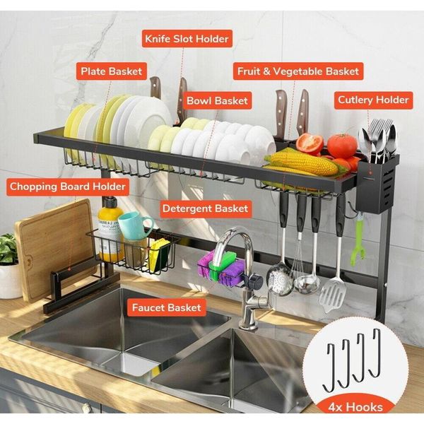 

2 tier stainless steel dish drying rack over sink kitchen cutle jlldzl xmh_home