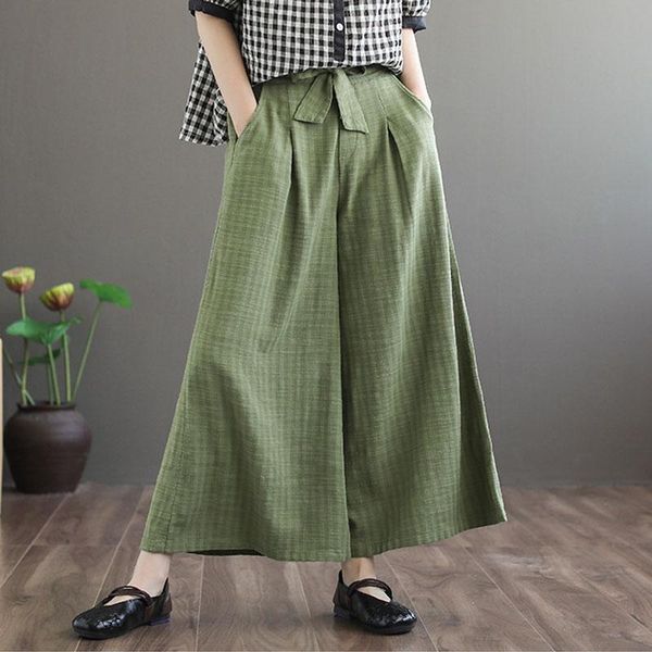 

women's pants & capris red palazzo retro solid drape wide leg lace-up black jacquard summer comfort-fit cotton linen ankle, Black;white