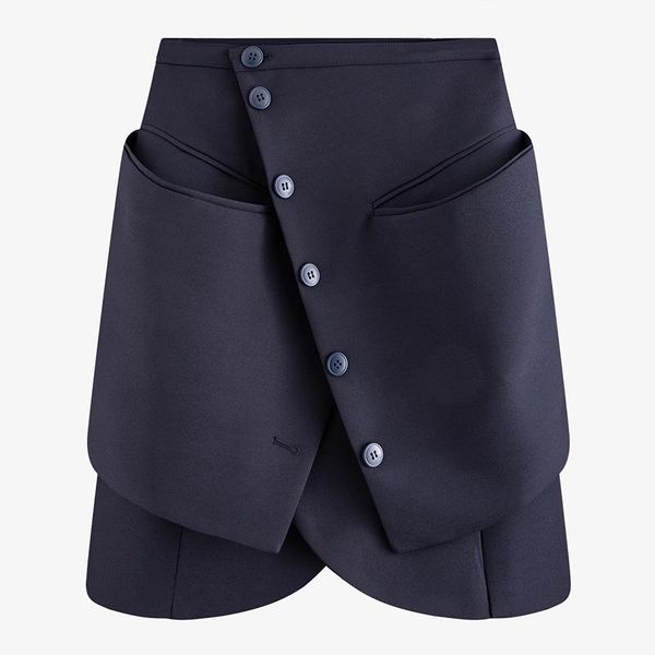 

skirts high street fashion runway 2021 designer skirt women's buttons pocket mini, Black