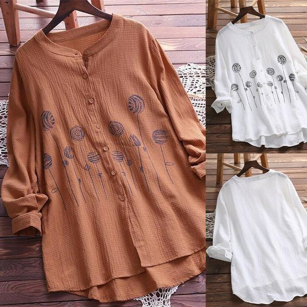 

women cotton linen crew neck summer gypsy tunic shirt blouse plus size clothing long sleeve boho folk soft clothes, White