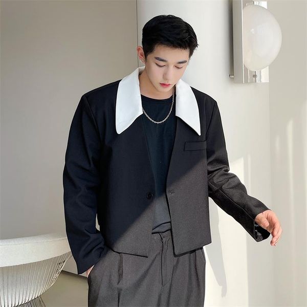 

men's suits & blazers suit coat spring and autumn personality detachable collar design leisure loose short large size, White;black