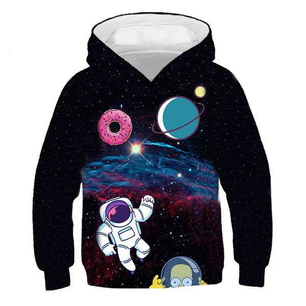 

hoodies & sweatshirts fashion spring and autumn children 3d printed funny astronaut style pullover sleeve streetwear sweatshirt, Black