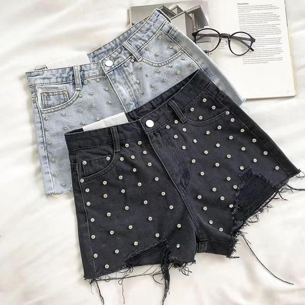 

women's jeans she'smoda diamonds denim 2021 summer shorts with pocket, Blue