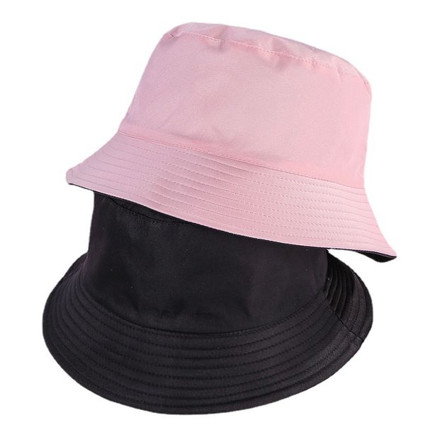 

spring and summer lightweight board bucket hat japanese couple style solid color double-sided bucket hat leisure basin hat bucket, Blue;gray