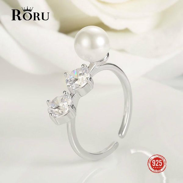 

925 sterling silver adjustable rings women natural freshwater white pearl rings drop crystal rhinestone wedding, Golden;silver