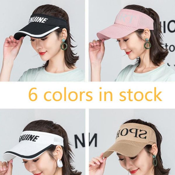 

30pcs/dhl empty visor summer hat knitted baseball ball caps women mens sport hats knit letters beach jogging outdoor wear g31603, Yellow