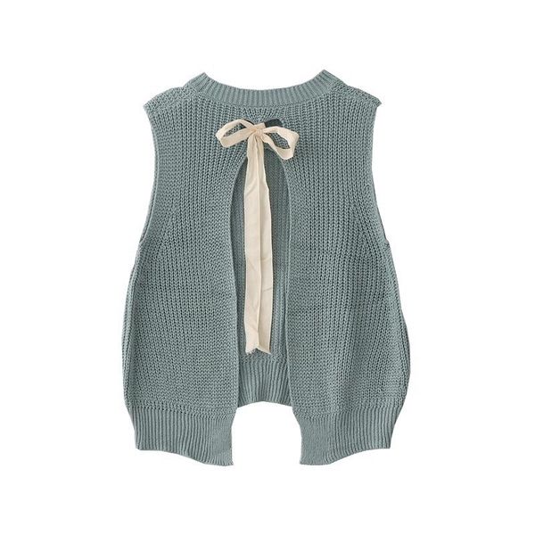 

women's vests korean version of the autumn soft sister sweet japanese small fresh behind split tie bow sweater vest female, Black;white