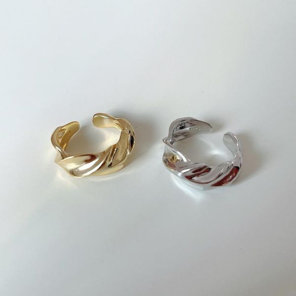 

cluster rings 925 sterling silver korean extremely simple irregular ring for women minimalist geometric jewellery 2021 trend fine jewelry, Golden;silver