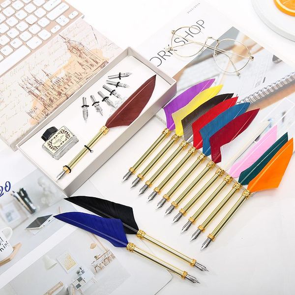 

vintage feather pen steel pen calligraphy gift box set dip