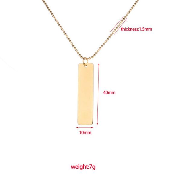 

pendant necklaces 100% stainless steel blank rectangle bar necklace statement name plate metal ball chain mirror polished wholesale 10pcs, Silver