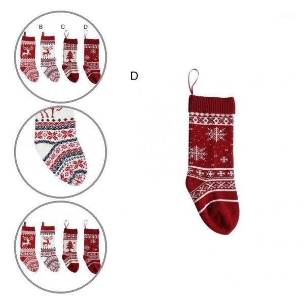

christmas decorations modern elastic wide application theme knitted white reindeer mini stocking xmas gift candy bag sock