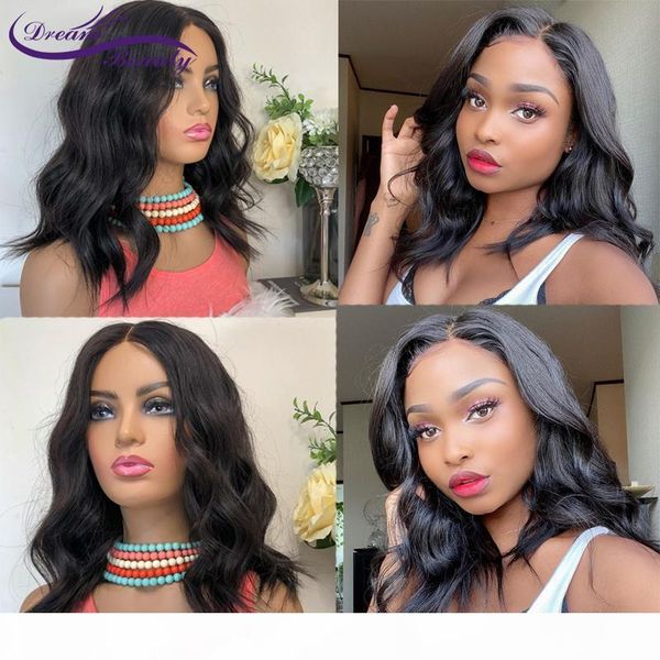 

closure wigs body wave 4x4 lace closure wig pre plucked human wigs with baby hair brazilian remy lace dream beauty, Black;brown