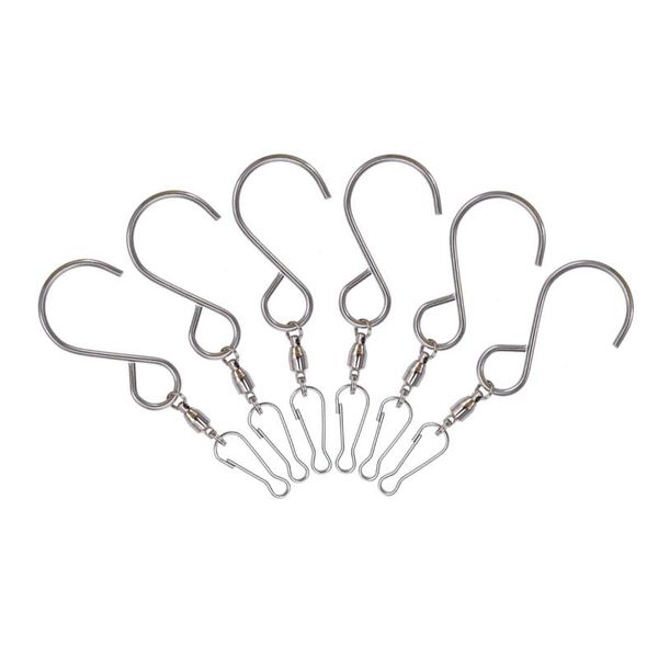 

hooks & rails 6pcs stainless steel s-shaped hook 360Â°rotating wind bell practical lantern bird cage hanging for outdoor outsid