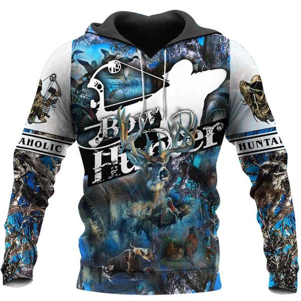 

men's hoodies & sweatshirts bow hunting camo 3d print jacket men/women harajuku hoodie casual streetwear sweatshirt pullover sudadera, Black