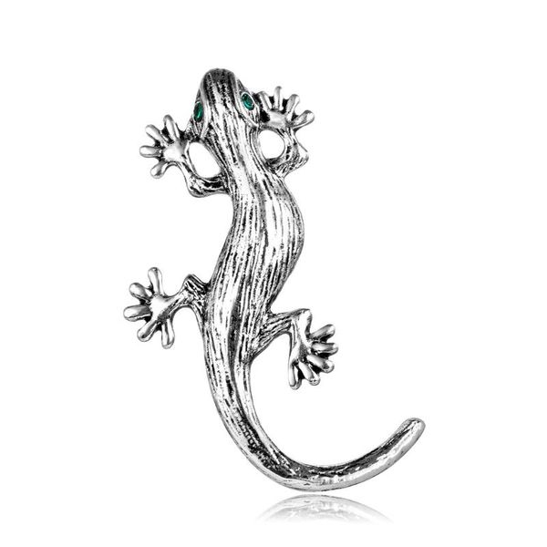 

pins, brooches hemiston fashion gecko brooch electroplate antique lizard dress with animal, Gray
