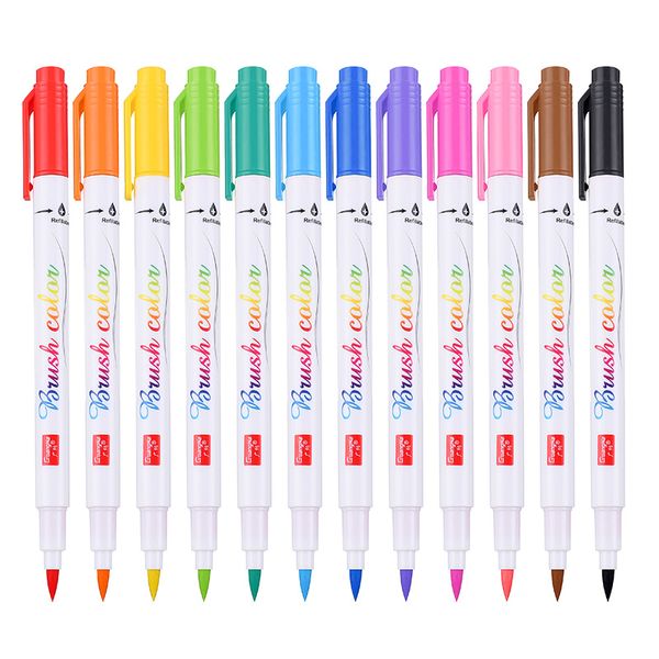 

12 PCS/set Brush Pen Calligraphy Pen Chinese Words Learning Stationery StudentArt DrawingMarker Pens School Supplies