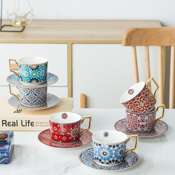 

moroccan luxury ceramic european style soffee cup and saucer set home afternoon exquisite