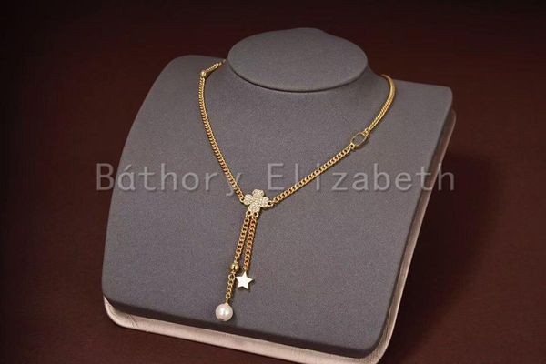 

chains est romantic pearl star choker necklace women gold color sweet chain necklaces fashion holiday jewelry for, Silver