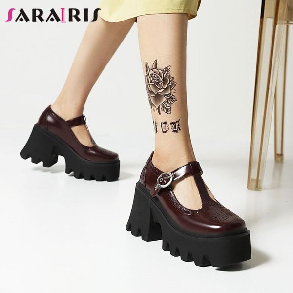 

dress shoes sarairis dropshhip fashion spring female buckle high heel platform summer women pumps 2021 casual solid leisure, Black