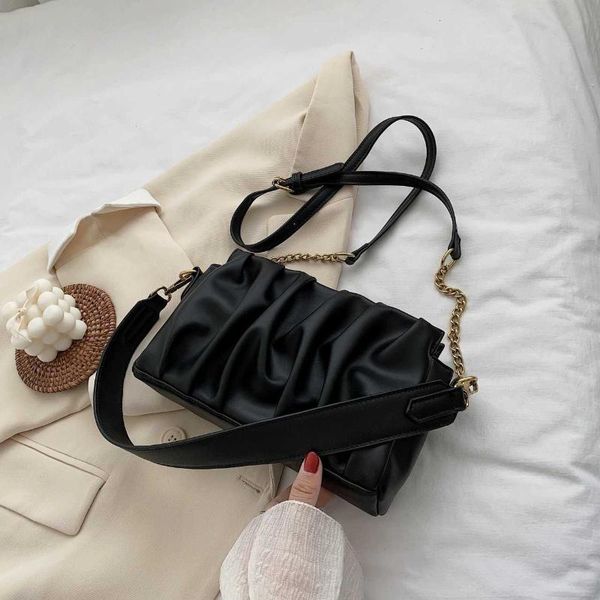 

evening bags folds design pu leather crossbody for women 2021 elegant solid color shoulder handbags female travel cross body bag