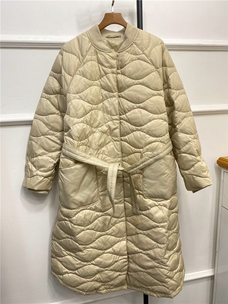 

2021 winter new women coat o-neck lace-up three colors female down jacket lebm, Black