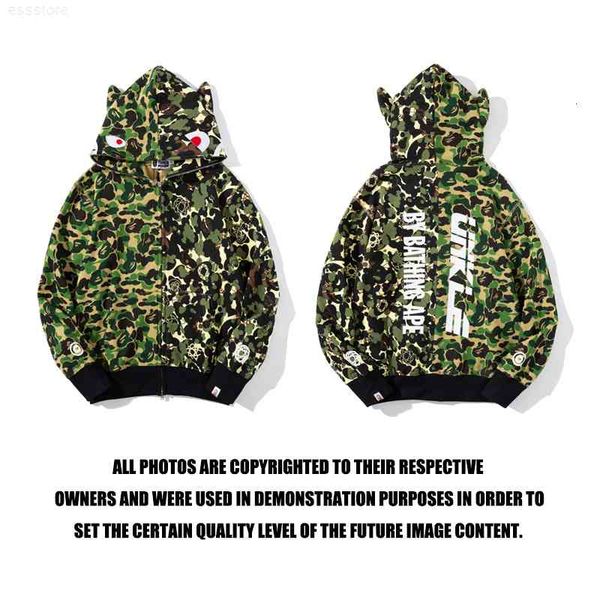 

jerseys hoodies chaopai ape co branded mosaic camouflage green belt ear sweater, Black