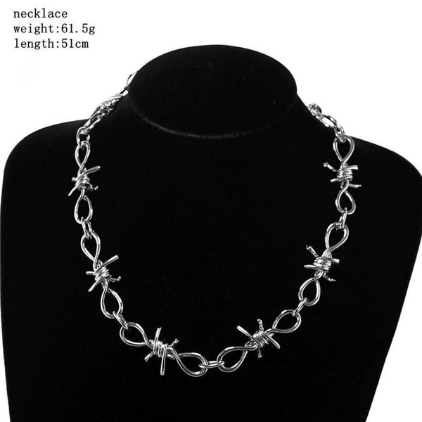 

chokers fashion design punk gothic thorns metal barbed wire necklace men's and women's universal jewelry accessories, Golden;silver