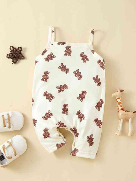 

baby bear print cami romper she, Blue