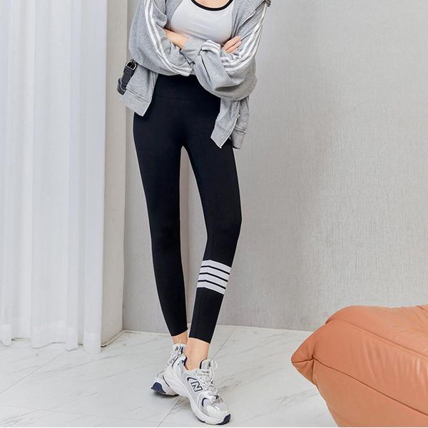 

women's leggings printed stripes black women high waist push up lifts bucompression leggins for fitness sport pants spring autumn
