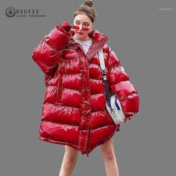 

women's down & parkas 2021 plus size loose puffer jacket women clothes winter coat thick warm cotton parka korean bright metal red outw, Black