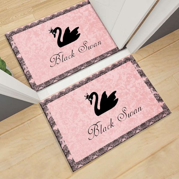 

kelly carpet modern simple ice velvet door mat combination - black swan seri
