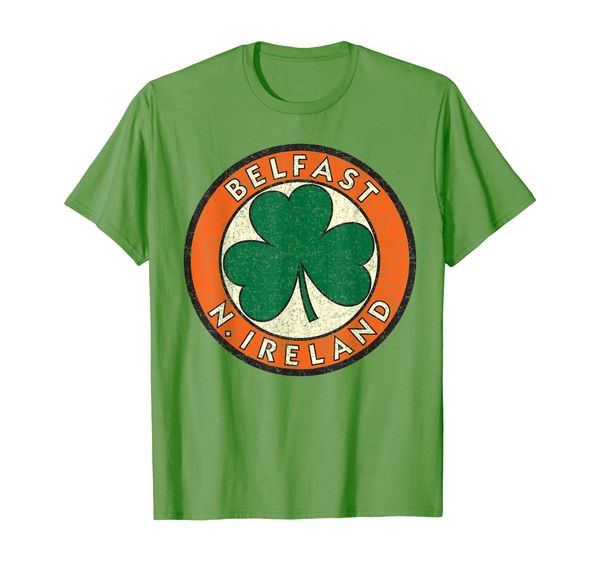 

belfast t shirt - vintage shamrock sign distressed print, White;black