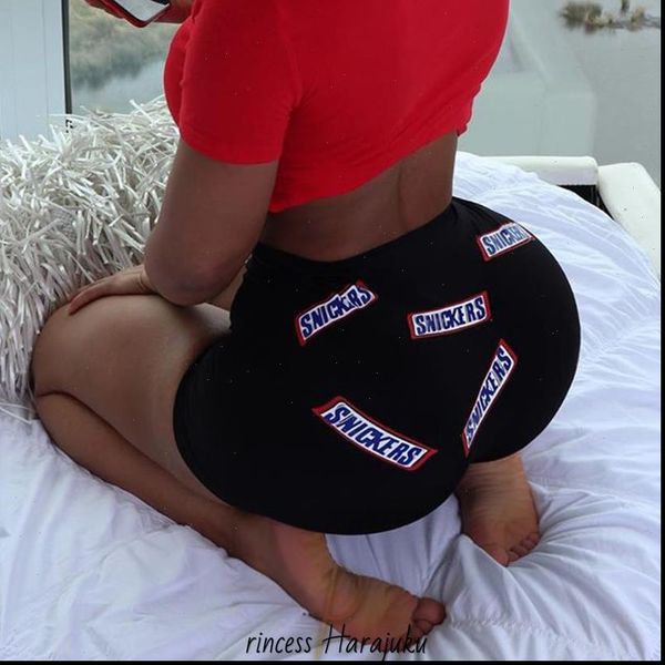 

new plus size women shorts snickers print shorts summer casual high waist short pants sports daily shorts bottom, White;black