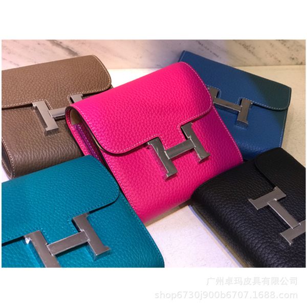 

handbag h family large lychee pattern leather wallet women's long 2021, Black;red