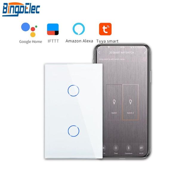 

smart home control bingoelec wifi 2 gang 1 way touch switch us standard automation wall wireless by tuya support google