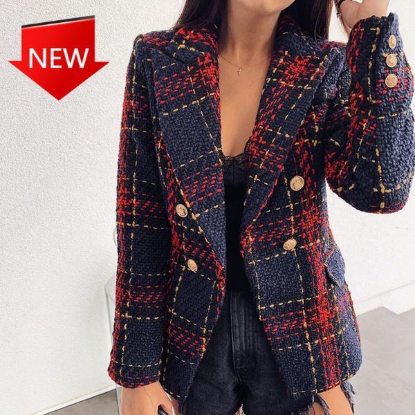 

women's jackets jacket female fashion outdoor casual plaid coat women 2021 winter elegant ladies double breasted slim office, Black;brown