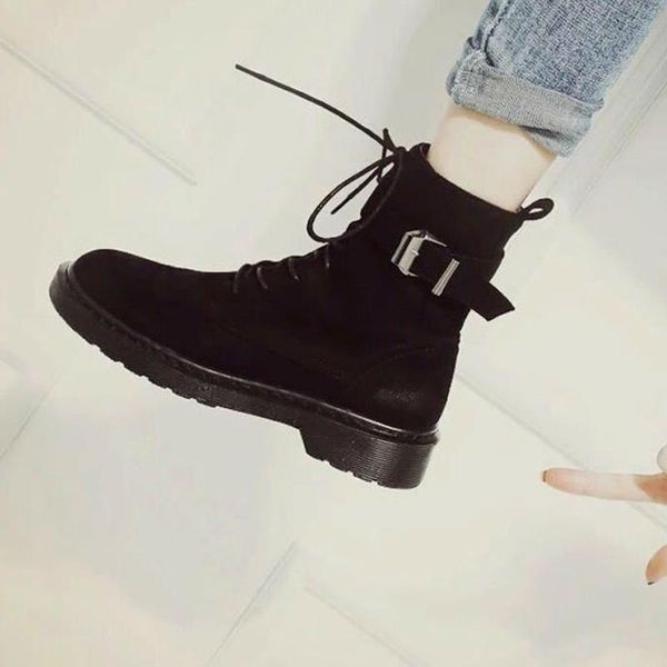 

boots women's motorcycle black brown khaki round head stitching 2021 low heel thick frosted suede women