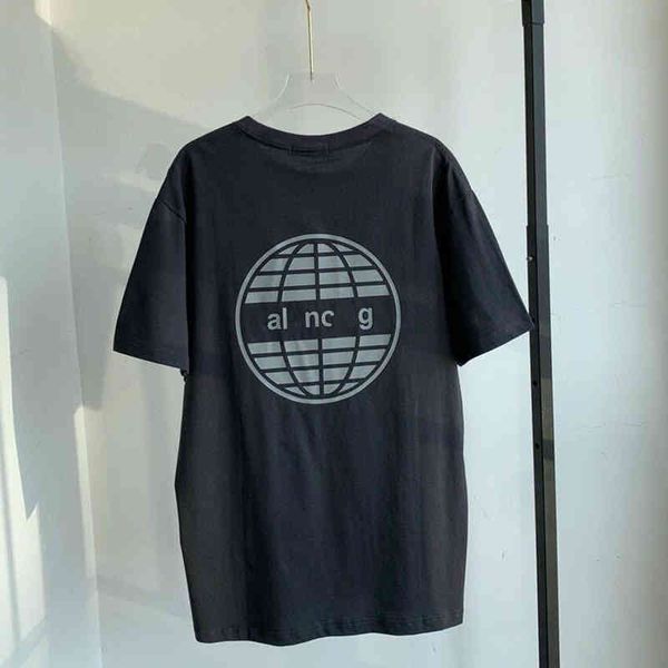 

2022 factory wholesale new 21 spring and summer paris home reflective letter printing simple fashion white casual couple short sleeves