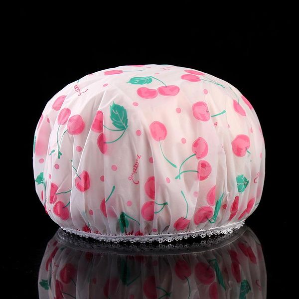 

shower caps creative family thickened waterproof and oil fume cap high-grade frosted printed lace bathroom products