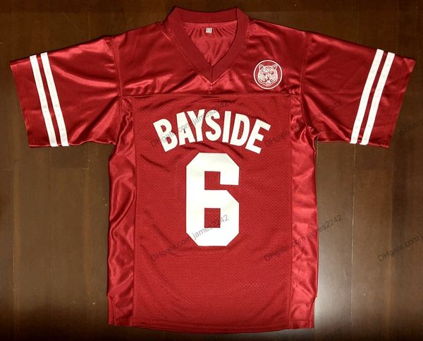 AC Slater #6 Salvo pelo filme Bell Bayside Football Jersey Red Stitched S-3XL Top Salmingty