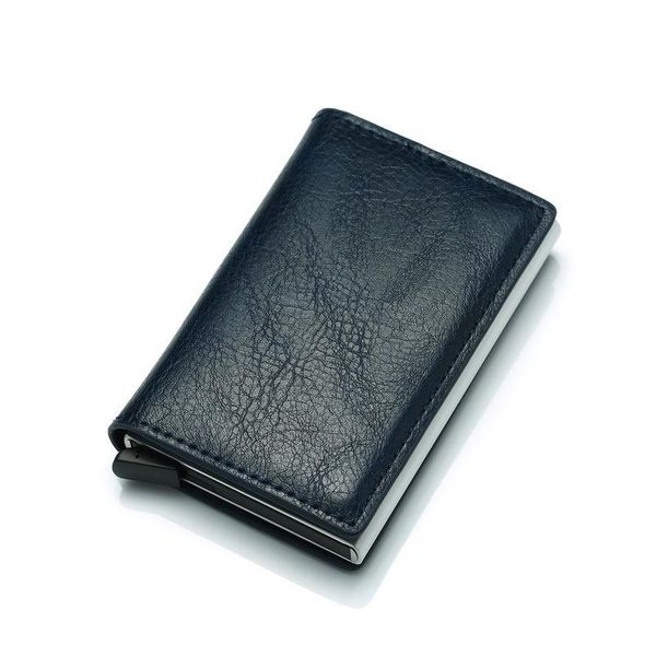 

fashion men vintage credit card holder blocking rfid wallet leather fashion security information metal purse holde wal qylwao