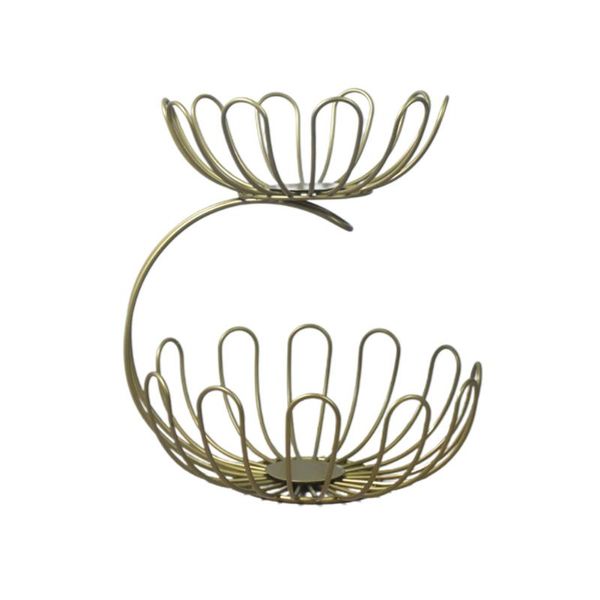 

storage baskets living room draining iron double layer fruit basket countermodern kitchen organizer tray display stand el wedding party
