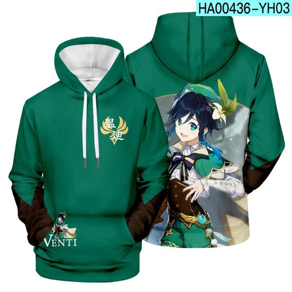 

men's hoodies & sweatshirts arrival 3d genshin impact men women autumn game hooded hip hop pullovers casual boys girls, Black