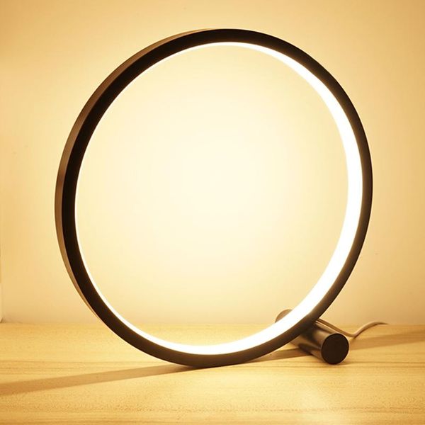

table lamps modern lamp aluminum led bedroom reading touch/button switch round night light dimmable bedside for living room