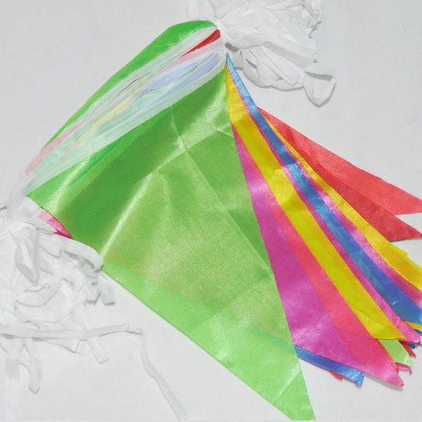 

party decoration 80 meters handmade fabric bunting triangle flags wedding festival pennant string banner buntings colorful wholesale