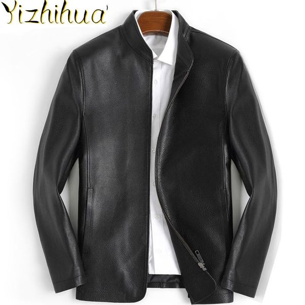 

men's leather & faux azazel genuine jacket men spring autumn 200% real cow coat jackets slim luxury 2520 kj3803, Black