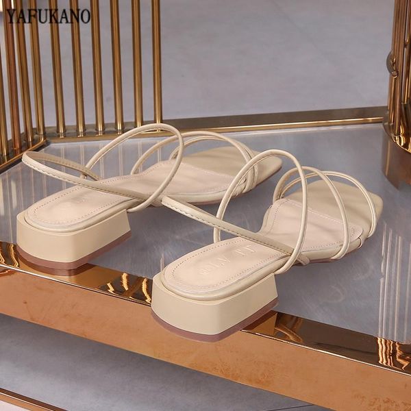 

dress shoes fashion narrow band women sandals low heel back strap 2021 summer gladiator casual square toe 32 33-43, Black