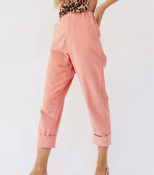 

women's pants & capris women vodue high waist loose corduroys autumn winter solid color straight female street corduroy cord, Black;white