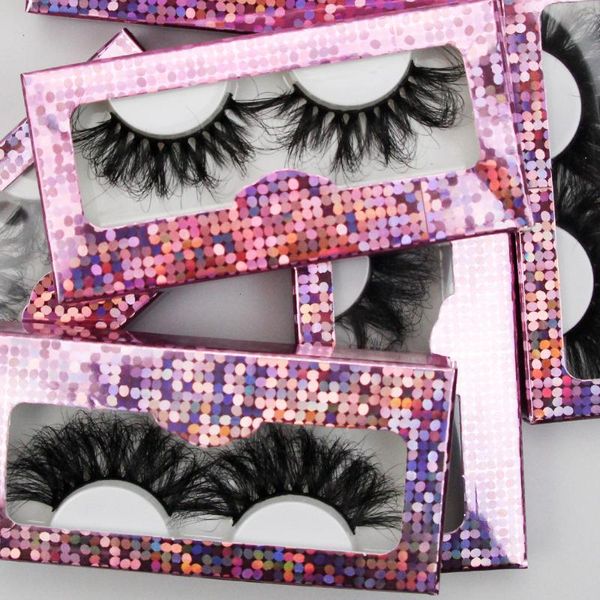 

false eyelashes 3d 100% real mink lashes curly thick wholesale bulk fluffy dramatic long multi-layer glitter pink box packaging