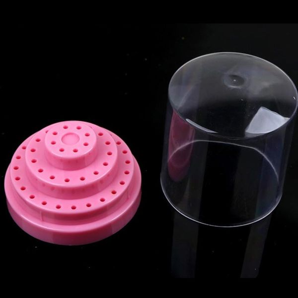 

nail art equipment 1pcs drill bits holder with dust proof cover 48 holes storage stand displayer container organizer case,acrylic nails tool, Silver